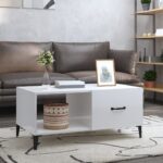 High Gloss White Modern Coffee Table Engineered Wood Ample Storage Chic Design