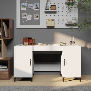 Desk White 140x50x75 cm Engineered Wood