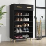 Shoe Cabinet Black 60x35x105 cm Engineered Wood