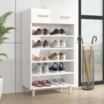 High Gloss White Shoe Cabinet Scandinavian Minimalist Storage Organizer with Drawer