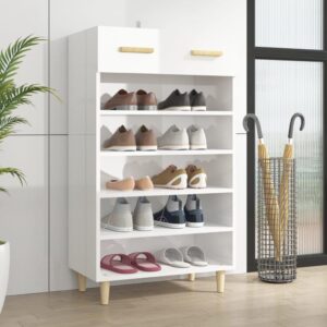 High Gloss White Shoe Cabinet Scandinavian Minimalist Storage Organizer with Drawer