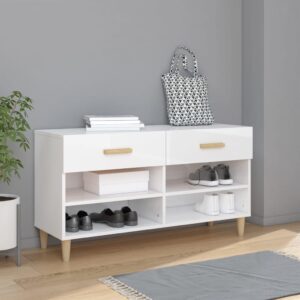 High Gloss White Shoe Cabinet Storage Organizer with Drawers and Compartments