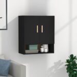 Chic Black Floating Wall Cabinet Scandinavian  Ample Storage Space Saver