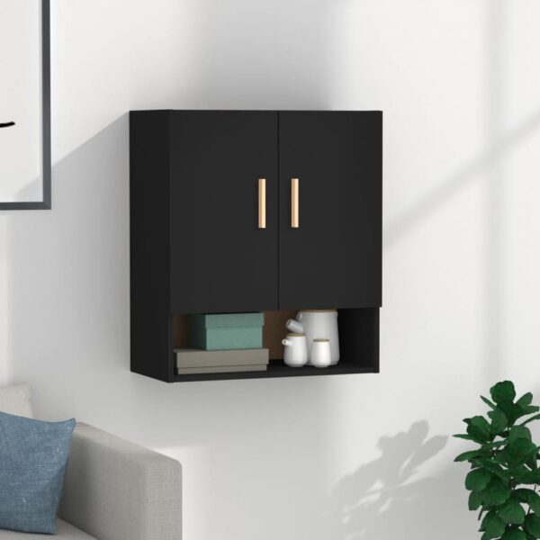 Chic Black Floating Wall Cabinet Scandinavian  Ample Storage Space Saver