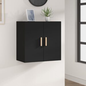 Chic Black Floating Wall Cabinet Scandinavian  Engineered Wood Storage