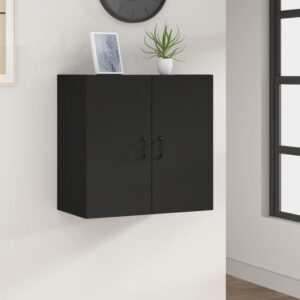 Chic Black Floating Wall Cabinet Engineered Wood Spacious Storage Elegant Design