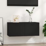 Wall Cabinet Black 80x36.5x35 cm Engineered Wood