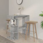 Chic Grey Sonoma Modern Bar Table with Storage Racks and Footrest