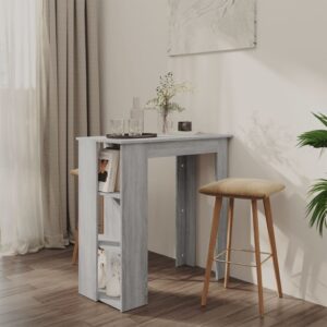 Chic Grey Sonoma Engineered Wood Bar Table with Storage Shelves Modern Design