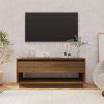 Modern Brown Oak TV Stand Cabinet Entertainment Center with Storage Drawers