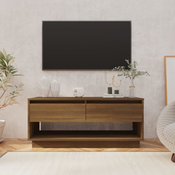 Modern Brown Oak TV Stand Cabinet Entertainment Center with Storage Drawers