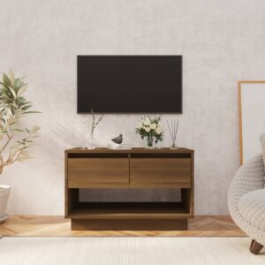 Stylish Brown Oak TV Stand Cabinet with Storage Drawers and Open Shelf