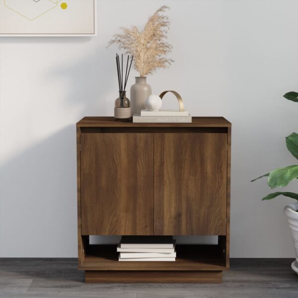 Elegant Brown Oak Sideboard Minimalist Design Ample Storage Space Easy Clean