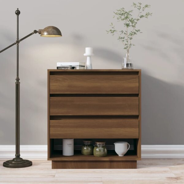 Chic Brown Oak Sideboard Minimalist Design Engineered Wood Storage Organizer