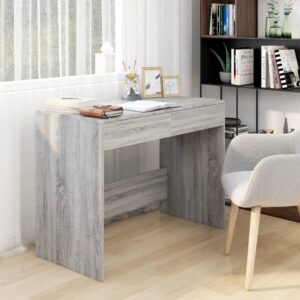 Stylish Grey Sonoma Engineered Wood Desk with Drawers for Home Office Study