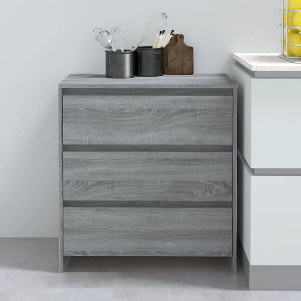 Chic Grey Sonoma Minimalist Sideboard Engineered Wood with Three Drawers