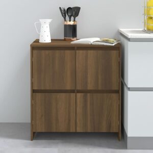 Elegant Brown Oak Sideboard Minimalist Design Engineered Wood Storage Cabinet