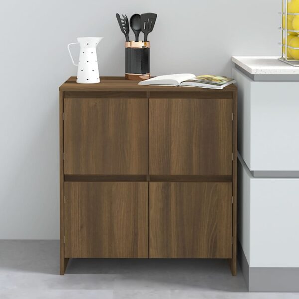 Elegant Brown Oak Sideboard Minimalist Design Engineered Wood Storage Cabinet