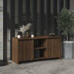 Chic Brown Oak TV Stand Media Storage Cabinet with Shelves and Doors for Home