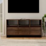 Modern Brown Oak TV Stand Cabinet Entertainment Center with Storage Drawers