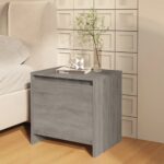 Elegant Grey Sonoma Bedside Cabinet Nightstand with Door Engineered Wood