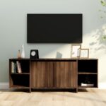 Modern Brown Oak TV Stand Entertainment Center Media Console Storage Cabinet