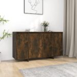 Elegant Smoked Oak Sideboard Cabinet Storage Organizer with Shelves