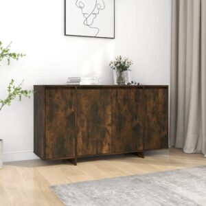 Elegant Smoked Oak Sideboard Cabinet Storage Organizer with Shelves