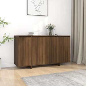 Elegant Brown Oak Engineered Wood Sideboard Cabinet with Storage Display Space