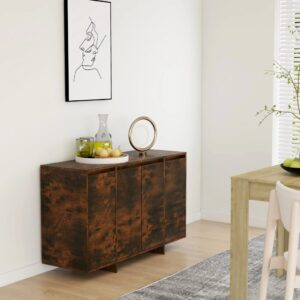 Modern Smoked Oak Sideboard Cabinet Storage Organizer with Shelves & Doors