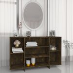 Modern Smoked Oak Sideboard Storage Cabinet with Shelves Home Furniture Organizer