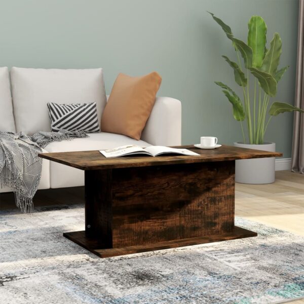 Stylish Smoked Oak Coffee Table Durable Engineered Wood Spacious Modern Design