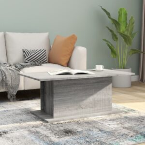 Stylish Grey Sonoma Coffee Table Durable Engineered Wood Spacious Modern Design