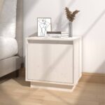 Chic White Solid Pine Wood Bedside Cabinet Nightstand Storage Organizer