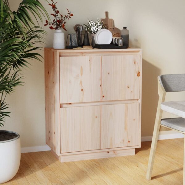 Chic Solid Pine Wood Sideboard Cabinet Storage Organizer with Shelves