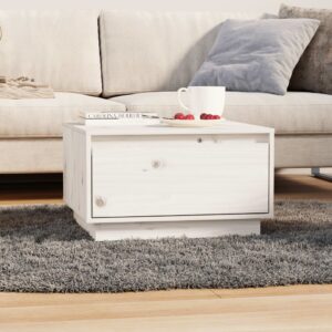 Solid Pine Wood Coffee Table White Large Storage Space Sturdy Modern Design