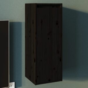 Wall Cabinet Black 30x30x80 cm Solid Wood Pine