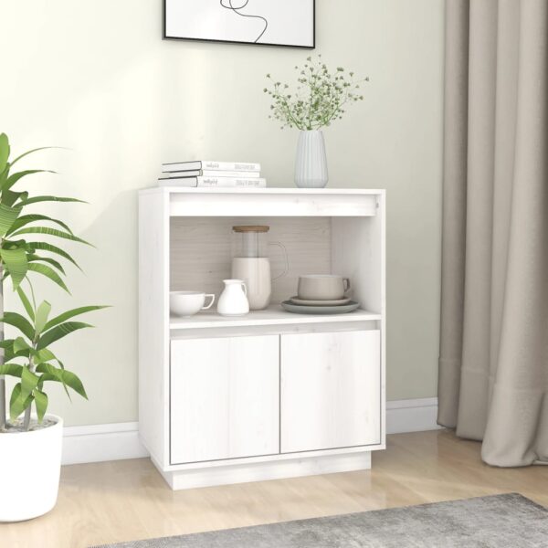 Sideboard White 60x34x75 cm Solid Wood Pine