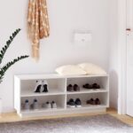 Solid Pine Wood Shoe Storage Cabinet Organizer Rack White Multi-Use Entryway