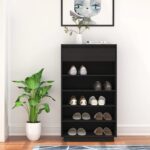 Shoe Cabinet Black 60x34x105 cm Solid Wood Pine