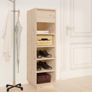 Solid Pine Wood Shoe Storage Cabinet Organizer with Drawer and Shelves