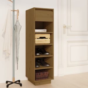 Shoe Cabinet Honey Brown 30x34x105 cm Solid Wood Pine