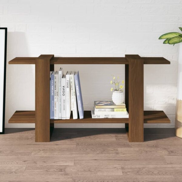 Elegant Brown Oak Engineered Wood Book Cabinet Classic Storage Organizer Shelf