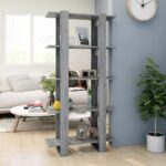 Stylish Grey Sonoma Bookshelf Cabinet Room Divider Ample Storage Easy Clean