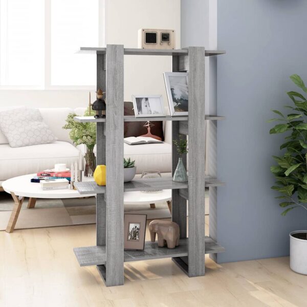 Versatile Grey Wooden Bookshelf Storage Organizer Room Divider Elegant Design