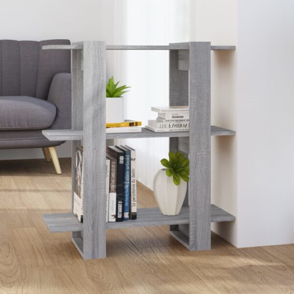 Versatile Grey Wooden Bookshelf Storage Organizer Room Divider Decorative Unit