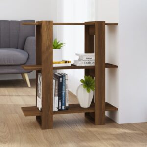 Versatile Wooden Bookshelf Room Divider Storage Organizer Brown Oak Finish