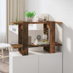 Versatile Smoked Oak Bookshelf Cabinet Room Divider with Ample Storage Space