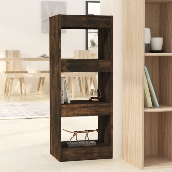 Versatile Smoked Oak Bookshelf Cabinet Room Divider Ample Storage Space Organizer