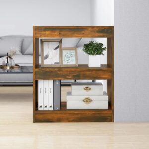 Versatile Smoked Oak Bookshelf Cabinet Room Divider Storage Organizer Chic